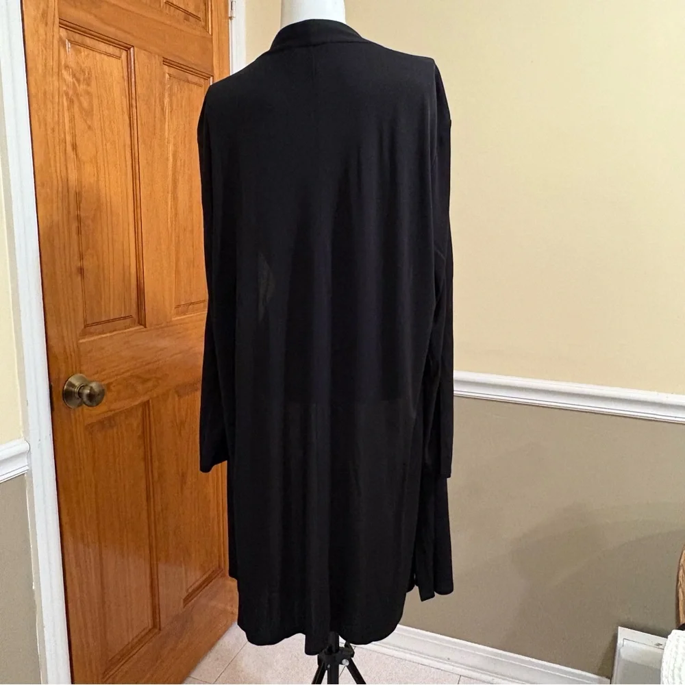 Eileen Fisher Silk Black Open Front Cardigan - Picture 3 of 5